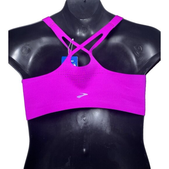Brooks XXL Run Dare Criss Cross Magenta Heliotrope Print Sports Bra Chafe Free - Picture 2 of 10